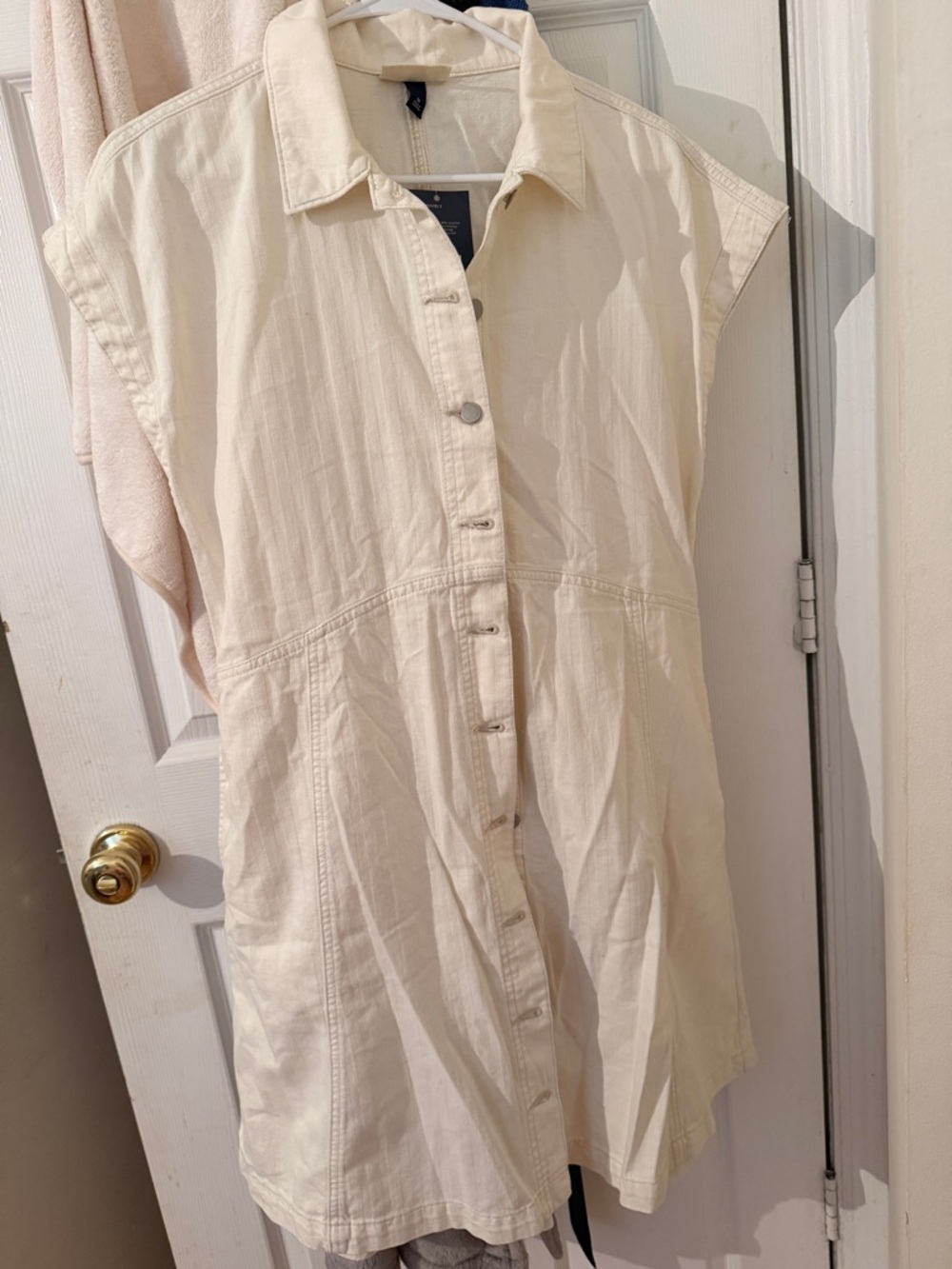 Universal Thread Cream Button-Front Mini Shirt Dress - Picture 7 of 7
